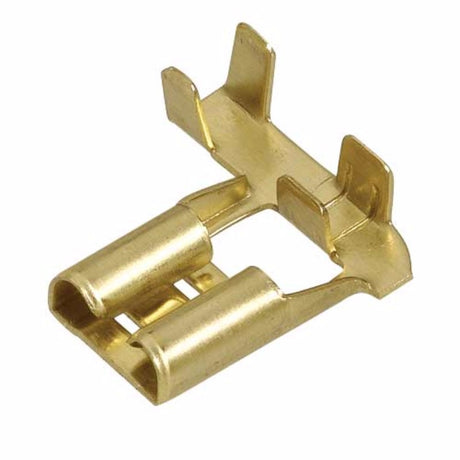 Non-insulated brass quick-connect terminals for electrical projects, pack of 100, wire size 1-4mm, durable and reliable.