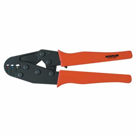 Heavy-duty Narva crimping tool with long handles for leverage, designed for crimping insulated terminals efficiently.