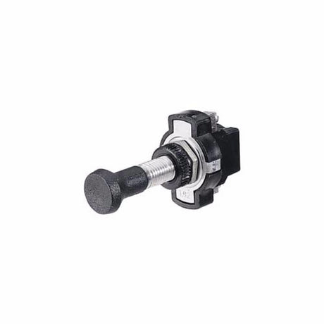 Narva PUSH-PULL switch features 0.5-12mm clamp, 16A at 12V, LED visibility, and fits 9mm mount for automotive use.