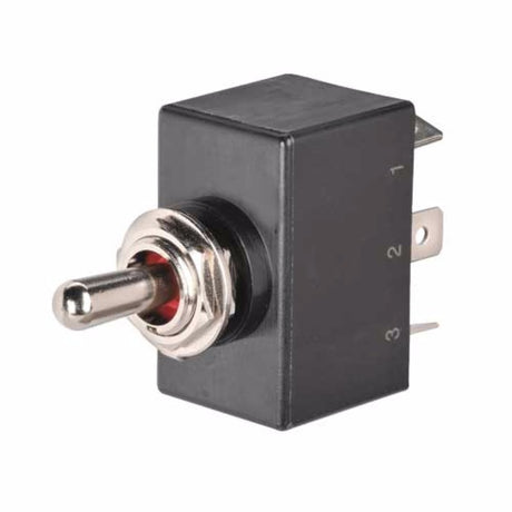 Durable Narva DPDT switch with IP67 rating, for reliable operation in harsh conditions, rated 25A at 12V, 15A at 24V.