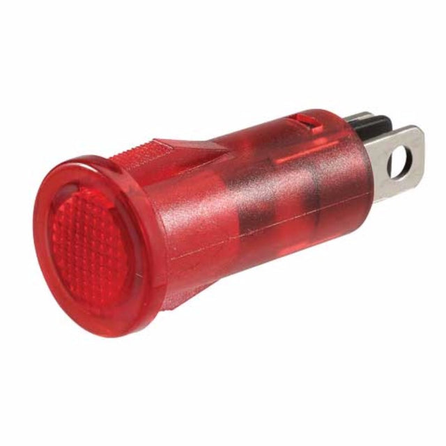 Bright red Narva pilot lamp for 12V, ideal for automotive and marine applications, features durable weather-resistant construction.