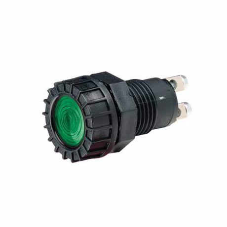 Green Narva Pilot Lamp 12V C/Globe, ideal for automotive and industrial use, ensures visibility and durability in various applications.