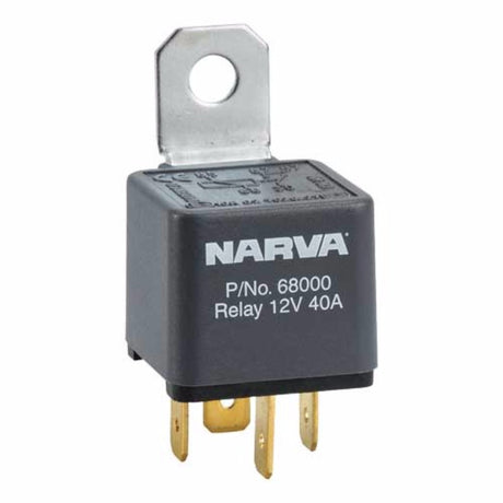 Narva 4-pin 12V 40A relay for reliable high current control in automotive lighting and heavy-duty applications.