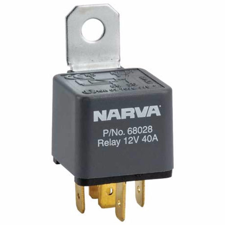 Narva 12V 5pin 30amp relay for automotive use, designed for high current applications and reliable electrical performance.