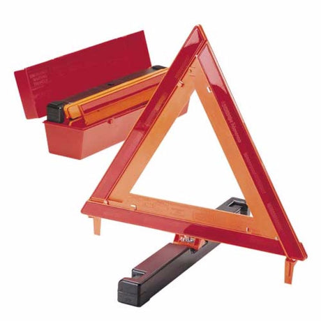 Heavy-duty Narva Triangle Safety kit with three reflective triangles for enhanced roadside visibility and easy setup.