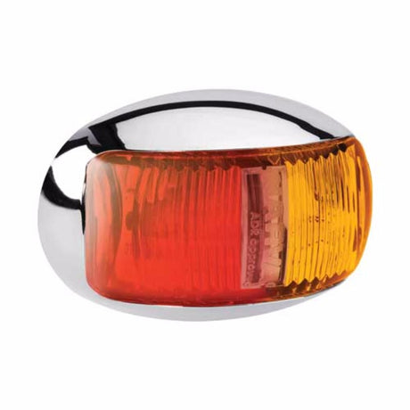 Oval chrome LED marker light for vehicles, offering bright illumination, durability, and stylish design.