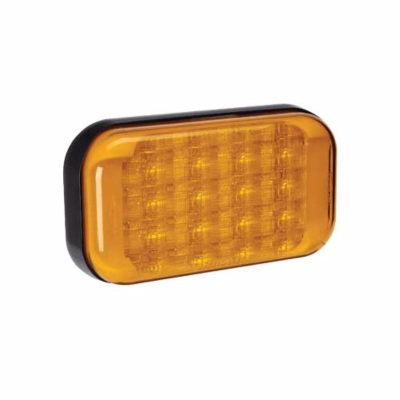 Compact Narva Model 41 Indicator with a robust polycarbonate lens, black base, and energy-efficient design for safe road signaling.