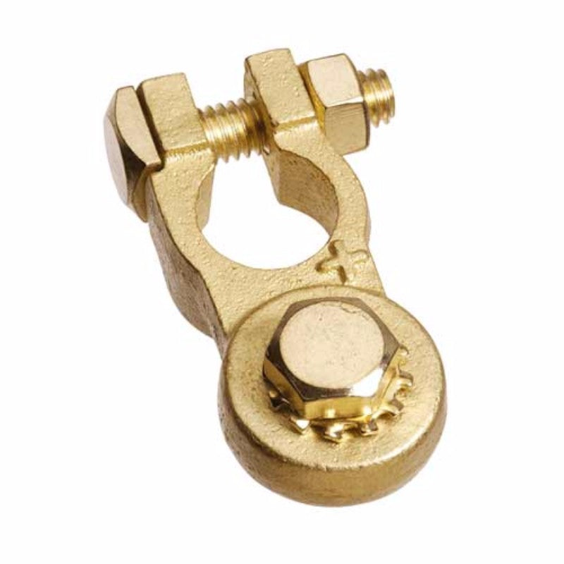 Brass heavy-duty terminal studs pack of 10, featuring consistent fit and 3/8" thread size for reliable electrical connections.