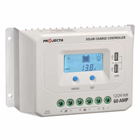 Projecta Solar Controller 12/24V 60A with digital display and four-stage charging for efficient solar energy management.