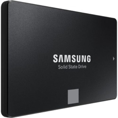 Samsung 870 EVO 1TB SSD in black, 2.5" SATA III, featuring 560 MB/s read speed, 600 TBW, and reliable 5-year warranty.