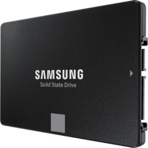 1TB Samsung 870 EVO SSD in black, features 560 MB/s read speed, 256-bit encryption, and 5-year warranty for reliable storage.