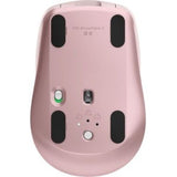 Logitech MX Anywhere 3 in rose color, a portable, ergonomic wireless mouse with precise tracking and long battery life.