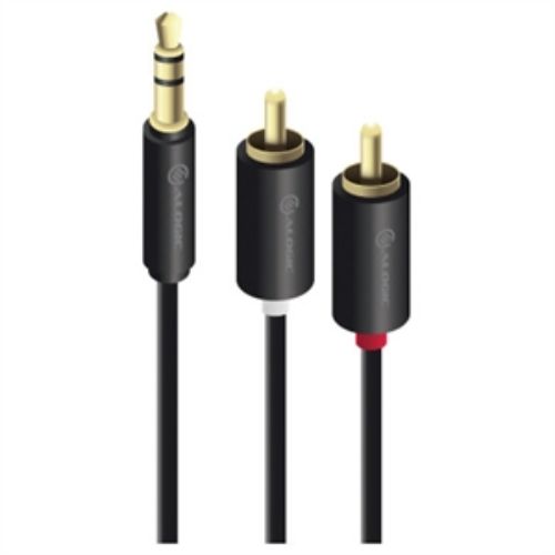 Premium 2m 3.5mm to 2x RCA audio cable for connecting audio devices to speakers or home theater systems.