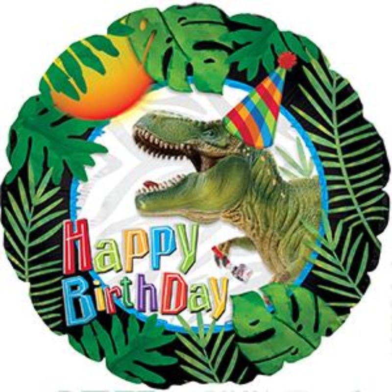 Foil/Helium Balloon - Happy Birthday Party Dinosaur (17")