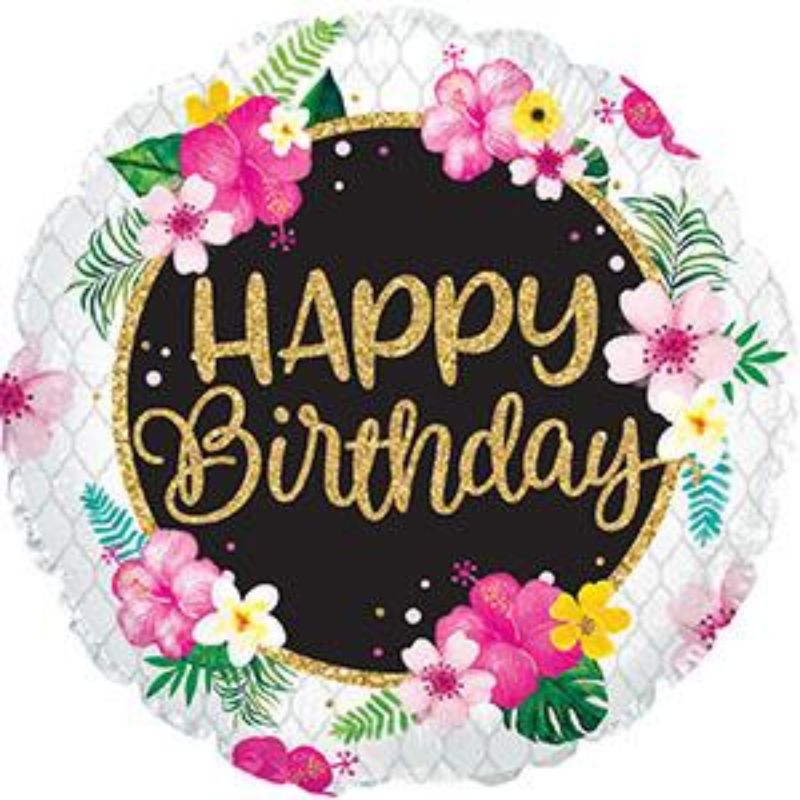 Foil/Helium Balloon -  Happy Birthday Tropical (17")
