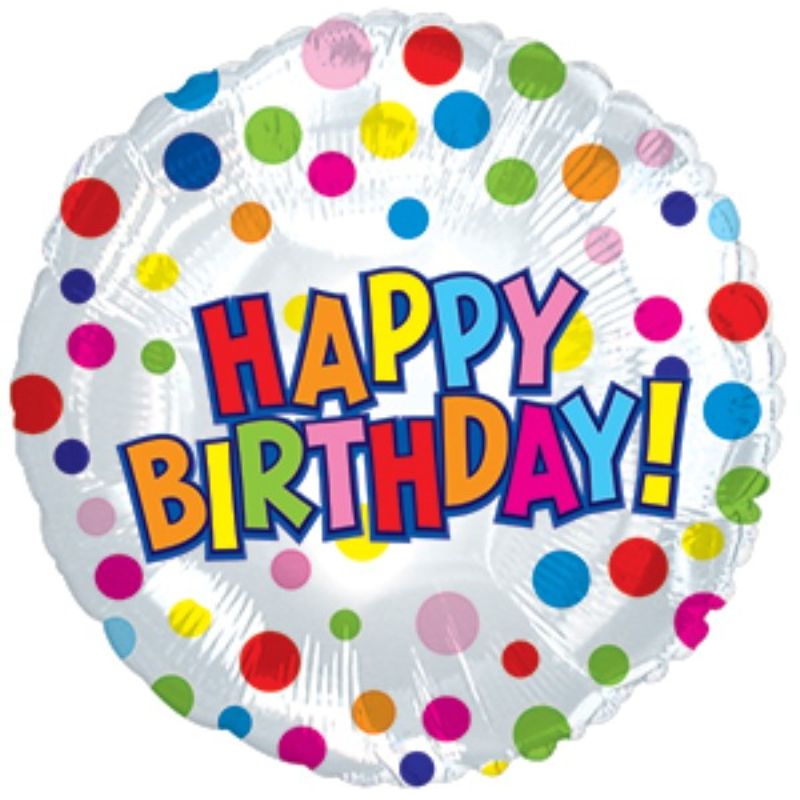 Colorful 9" air-filled birthday balloon with cup and stick for festive celebrations.