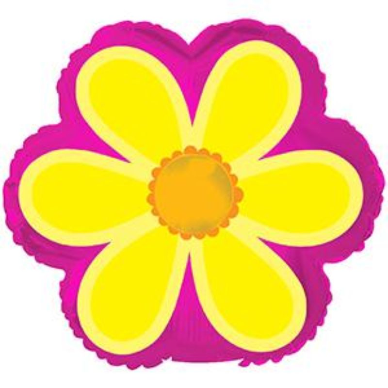 Air Filled Balloon - Yellow and Pink Flower (9")