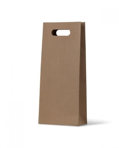 Paper Bag Brown Kraft Die Cut Double Wine Bag - (100 Bags) 42 x 18cm