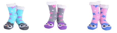 Colorful assortment of 12 ladies' socks featuring whimsical owl and star designs for comfy, stylish everyday wear.