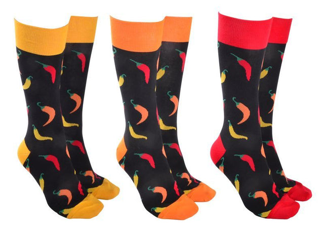 Vibrant Sock Society Hot Chilli collection featuring 6 assorted pairs with bold chili pepper designs for stylish comfort.