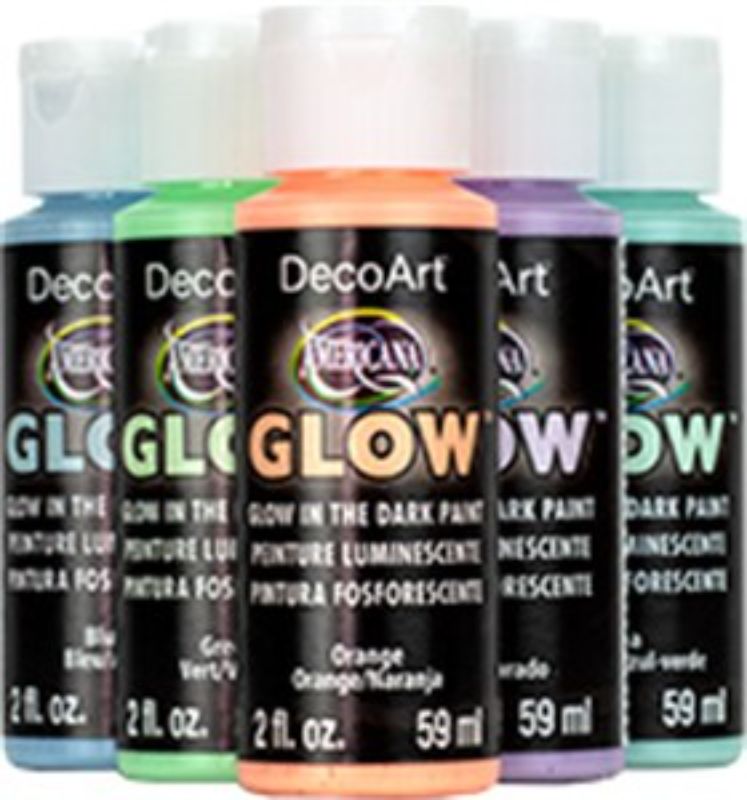 Vibrant Americana Glow Aqua paint in 2oz bottle, perfect for creating glowing artworks on various surfaces.