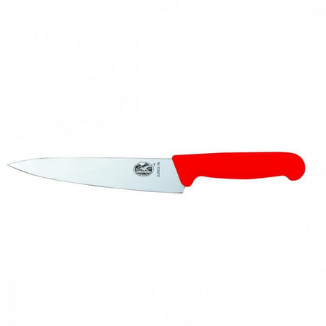 Vibrant red Victorinox 15cm carving knife with high-carbon stainless steel blade and ergonomic grip for precise slicing.