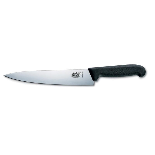 Victorinox Fibrox 25cm Carving Knife with high carbon stainless steel blade and ergonomic slip-resistant handle for precision cutting.