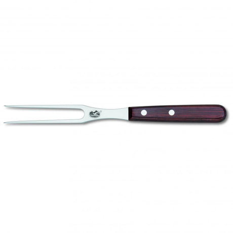 Victorinox 15cm carving fork with flat tines and elegant rosewood handle, ideal for precise meat slicing.