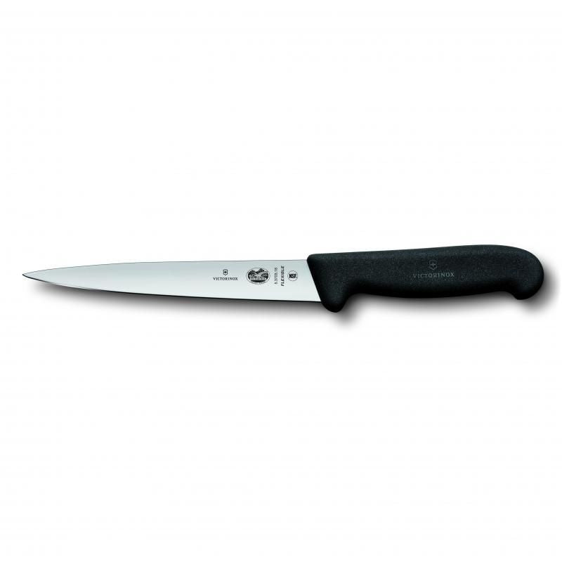 Victorinox Fibrox Filleting Knife, 18cm Flexible Blade | Black