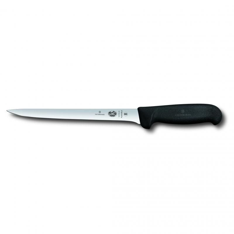 Victorinox Filleting Knife Narrow Flexible Blade Fibrox 20cm | Black
