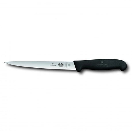 Victorinox 18cm filleting knife with extra flex blade and ergonomic Fibrox handle for precise fish preparation.