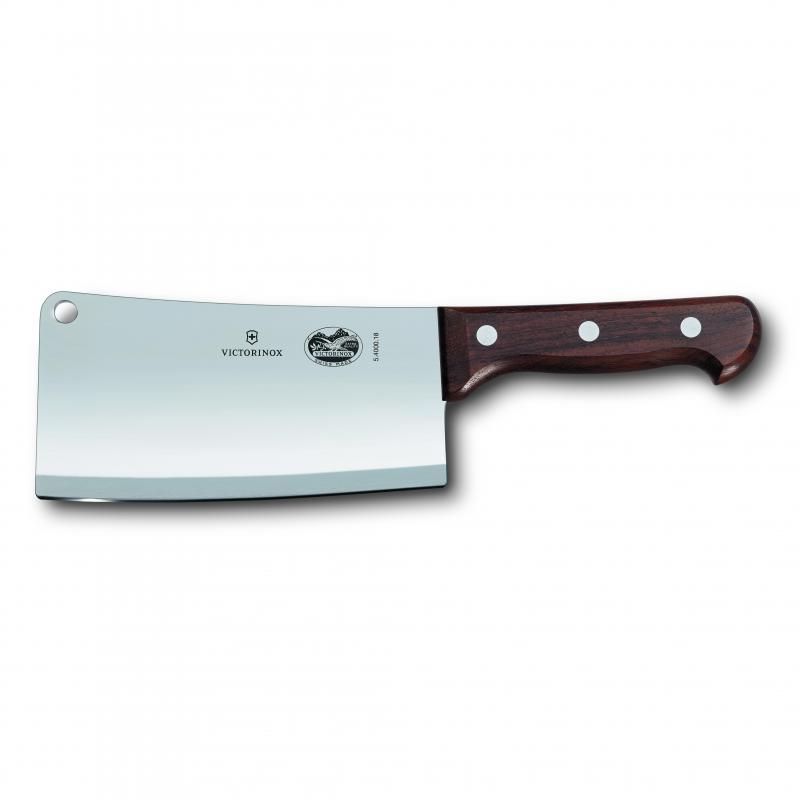 Victorinox Kitchen Cleaver with 18cm stainless steel blade and rosewood handle, ideal for chopping meats and vegetables.