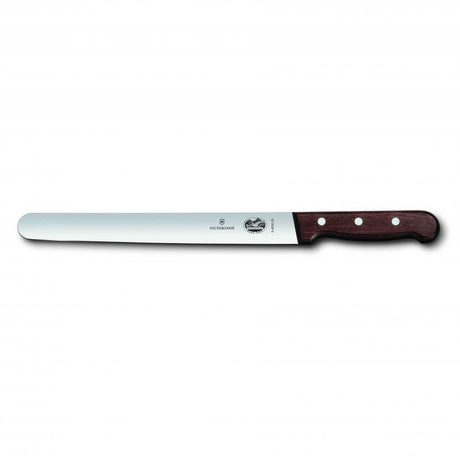 30cm Victorinox slicing knife with rosewood handle, designed for precision and comfort in professional culinary tasks.