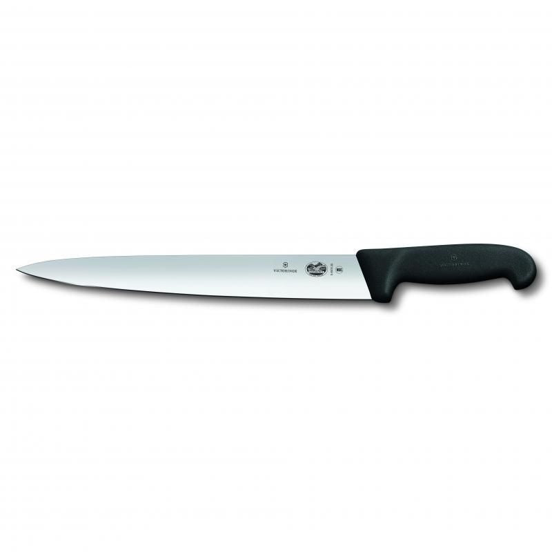 Victorinox Slicing Knife Pointed Tip Wide Blade Fibrox 30cm | Black