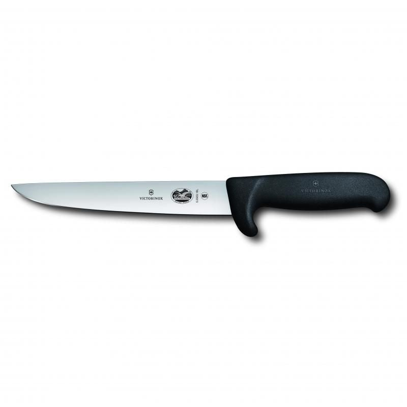 Victorinox Sticking Knife Straight Back Blade Safety Nose Fibrox 18cm | Black