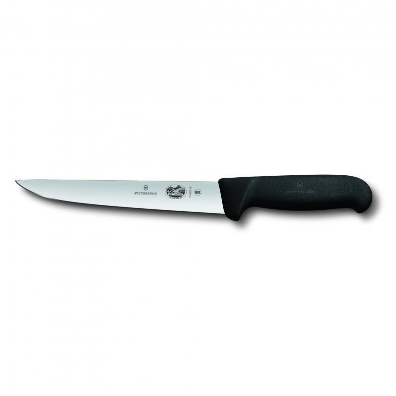 Victorinox Sticking Knife Straight Back Blade Fibrox 18cm | Black