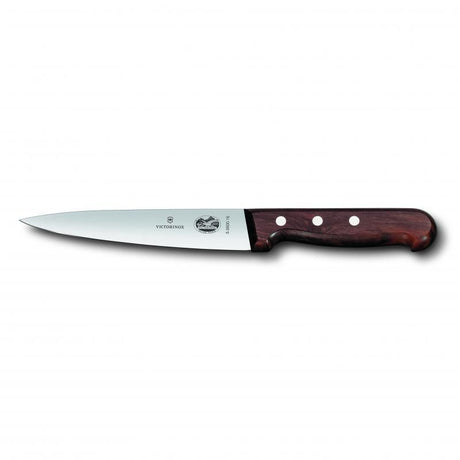 Victorinox 14cm pointed blade knife with rosewood handle, designed for precision slicing of meats, fruits, and vegetables.