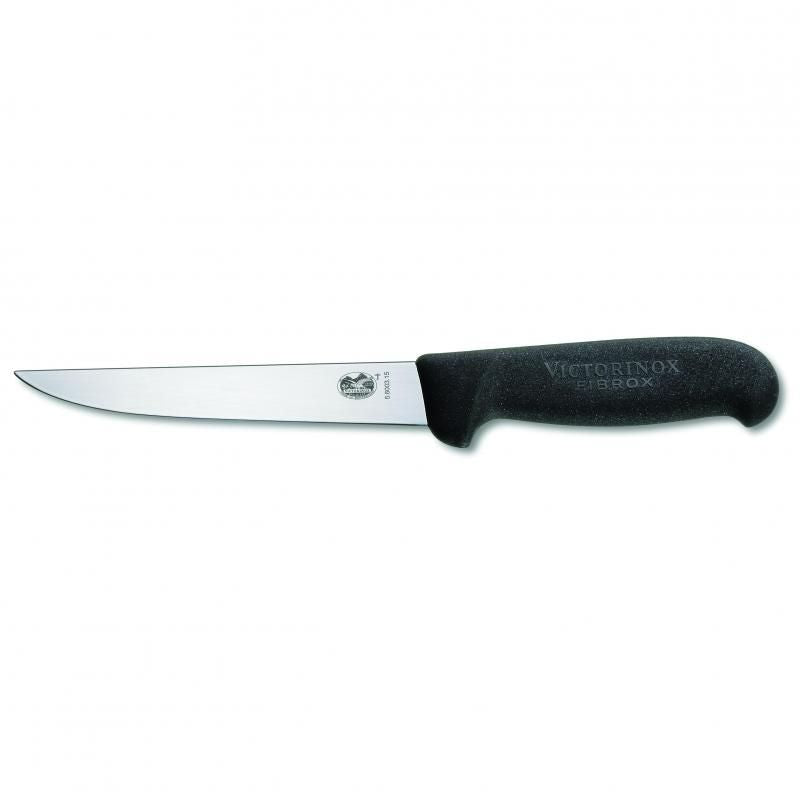 Victorinox Prof Boning Knife 12cm Straight Wide Blade Fibrox | Black