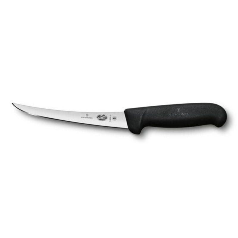 Victorinox Fibrox Boning Knife Curved Fluted Blade 12cm | Black