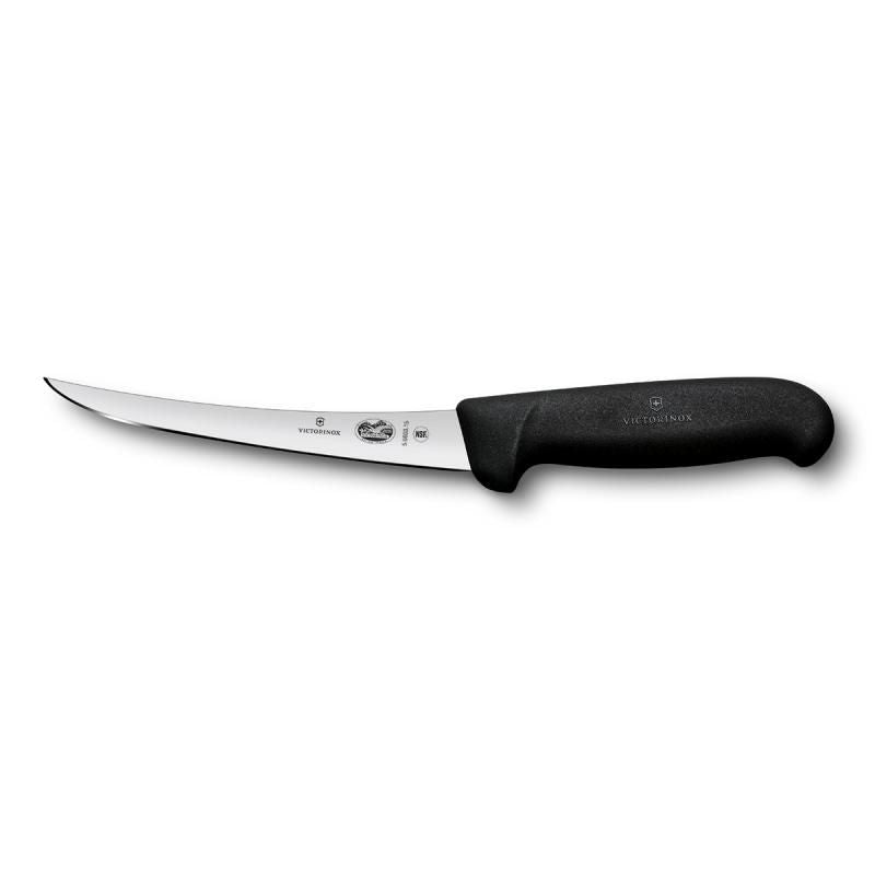 Victorinox Fibrox Boning Knife with 12cm curved blade, ergonomic handle for precise meat preparation and easy cleaning.