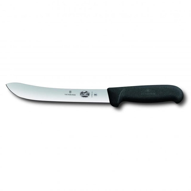 Victorinox Butchers Knife with 18cm stiff blade and non-slip Fibrox handle, ideal for meat preparation tasks.