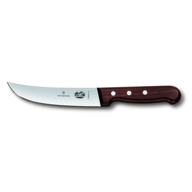 Victorinox 15cm skinning knife with narrow blade and rosewood handle, ideal for precise skinning tasks.