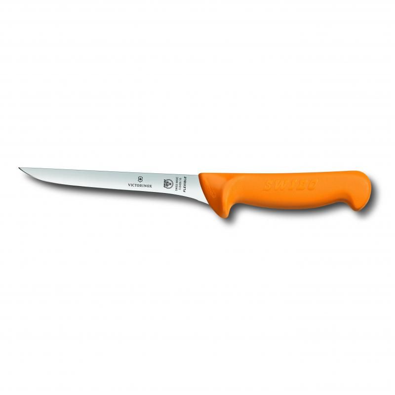 Victorinox Swibo Boning Knife,16cm Straight Flex Narrow Blade,Curved To Guard