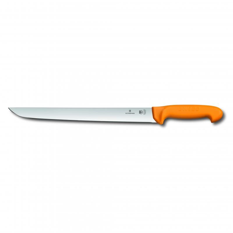 Victorinox Swibo Cutlet and Steak Knife with 31cm straight blade and ergonomic yellow handle, perfect for chefs and butchers.