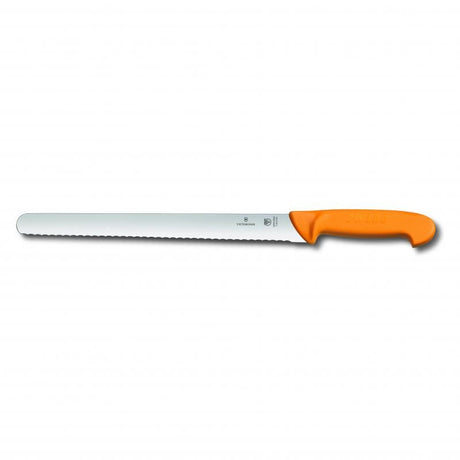 Victorinox Swibo 25cm larding knife with wavy blade, ideal for precise cuts and seasoning in meats, featuring ergonomic handle.