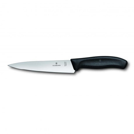 Victorinox 12cm Cooks-Carving Knife with wide blade, ergonomic handle, ideal for effortless slicing of meats and veggies.