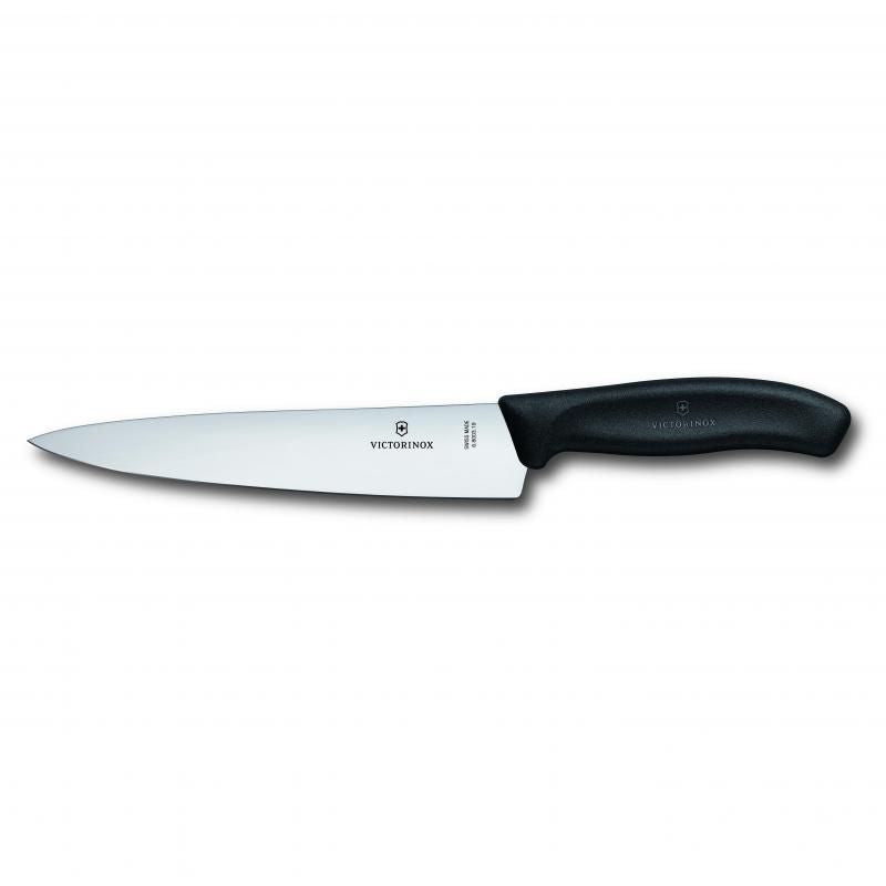 Victorinox Cooks-Carving Knife 19cm, Wide Blade, Classic, Black, Gift Boxed
