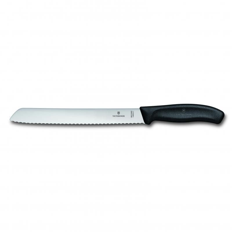 Victorinox Bread Knife, 21cm, Wavy Edge Blade, Classic,Black, Blister