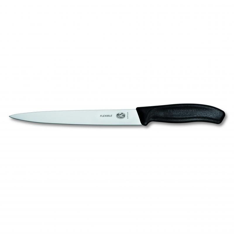 Victorinox Filleting Knife, 20cm, Flexible Wide Blade, Classic, Black,