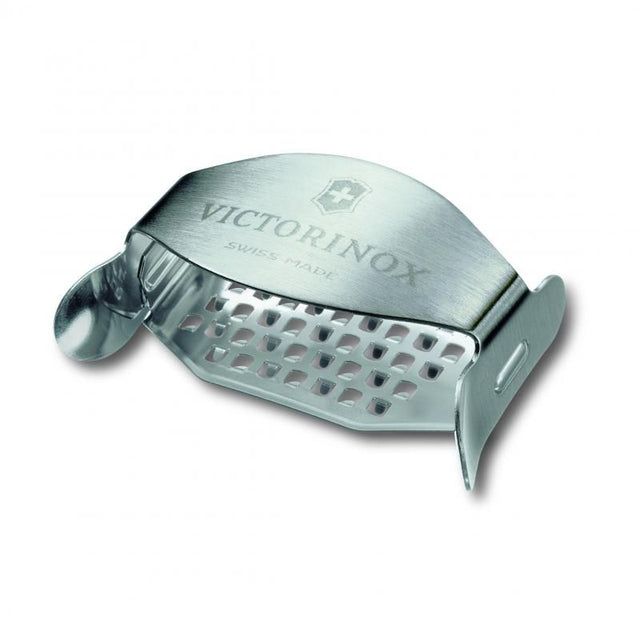 Stainless steel Victorinox Cheese Grater with ergonomic handle and quick drop design for easy, efficient grating.